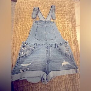 Stylish Distressed Denim Overalls